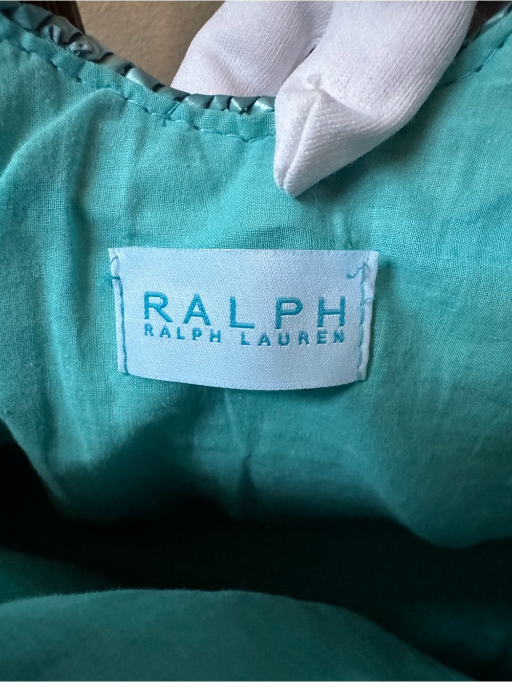 ✅ “Ralph Lauren” Striped Woven Straw Tote Bag in Teal and Natural - Picture 6 of 6